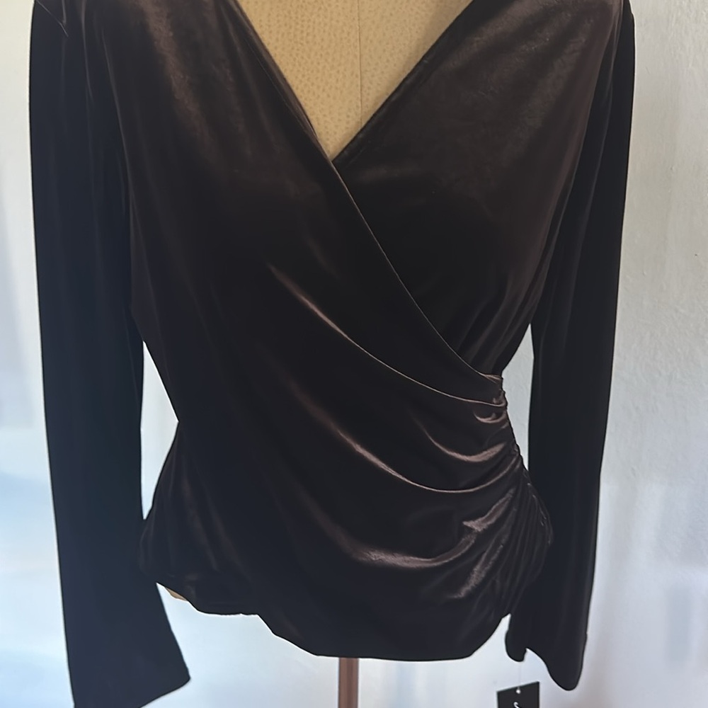 MSK Evening Velvet Rushed Blouse - Picture 2 of 7